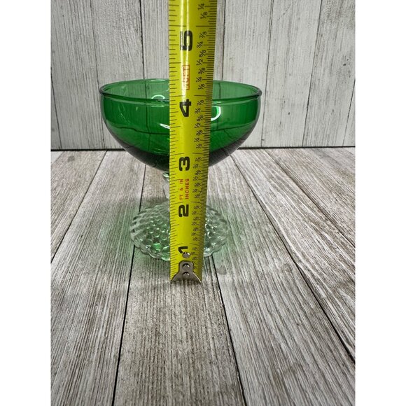 Vtg Anchor Hocking Forest Green Sherbet Clear Bubble Base Set of 5 Champagne - Picture 11 of 12